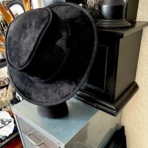 Vintage Retro Unisex Western Black Suede Brim Hat